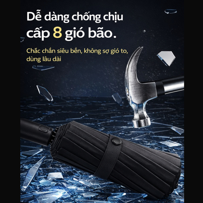 Ô Che Mưa 140CM Tán Siêu Rộng 12 Nan Chống Gió Cao Cấp,Chống Nắng Mưa,Dùng 4 Mùa,Tán Rộng Che 2-3 Người Hiệu Quả