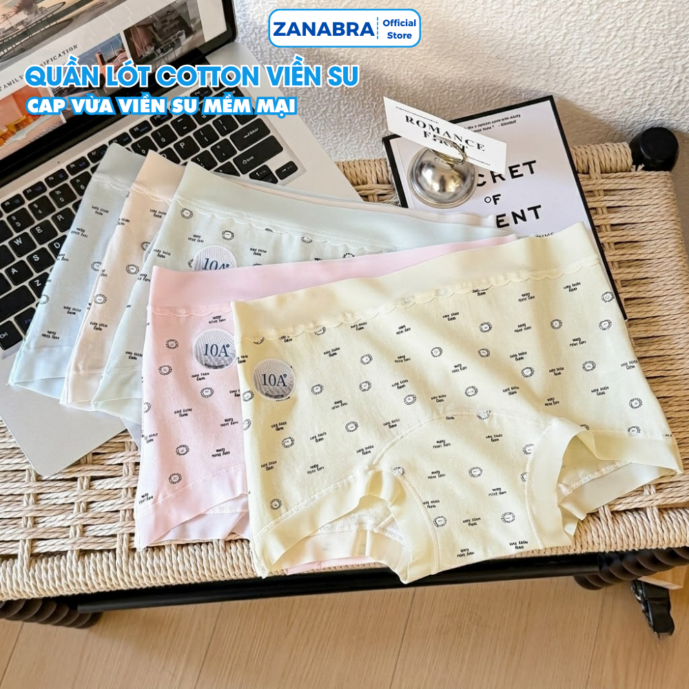 Quần Lót Boxer Nữ chất cotton viền su tàng hình form ôm tôn dáng, Quần Chip Nữ đáy lót kháng khuẩn 10A ZANABRA L6005