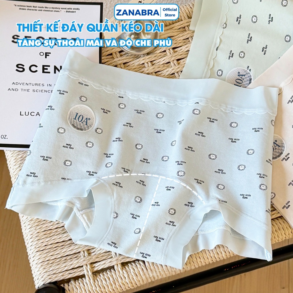 Quần Lót Boxer Nữ chất cotton viền su tàng hình form ôm tôn dáng, Quần Chip Nữ đáy lót kháng khuẩn 10A ZANABRA L6005