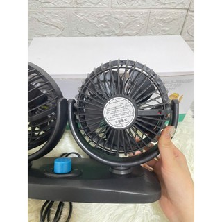Quạt đôi, quạt 2 lồng ô tô xe tải cỡ lớn đường kính 15 cm cắm tẩu 12v/ 24v, tốc độ lớn, siêu mát, siêu bền hàng tốt.D