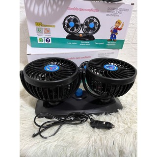 Quạt đôi, quạt 2 lồng ô tô xe tải cỡ lớn đường kính 15 cm cắm tẩu 12v/ 24v, tốc độ lớn, siêu mát, siêu bền hàng tốt.D