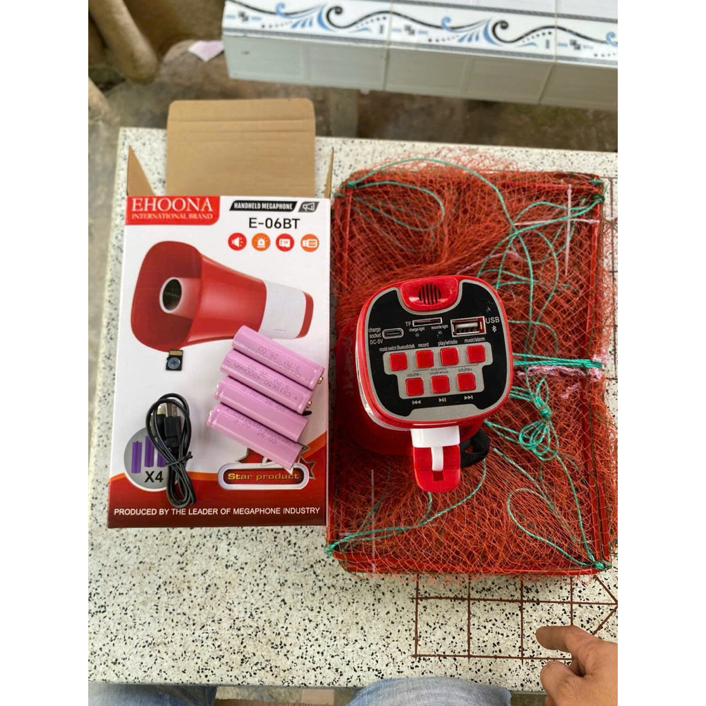 combo loa túc ếch 4 pin vuông EHOONA 80W kèm thẻ nhớ và lưới 5 mét