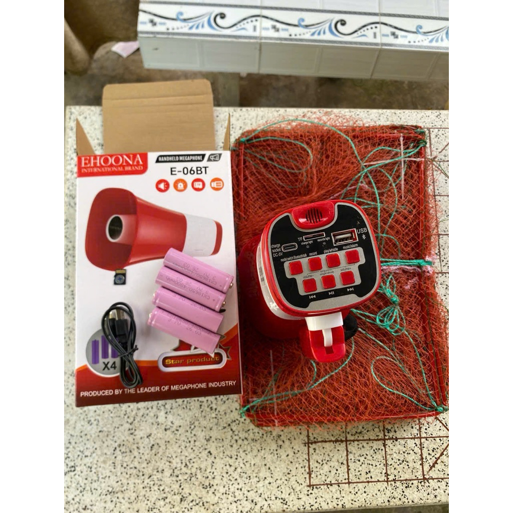 combo loa túc ếch 4 pin vuông EHOONA 80W kèm thẻ nhớ và lưới 5 mét
