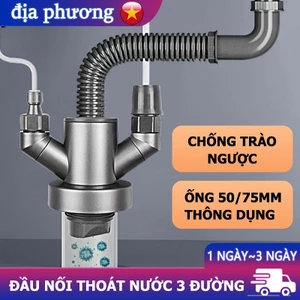 Đầu Nối Thoát Nước 3 Đường Cao Cấp - Chống Trào Ngược & Ngăn Mùi Tuyệt Đối Cho Máy Giặt & Máy Rửa Bát - Phi 50/75mm