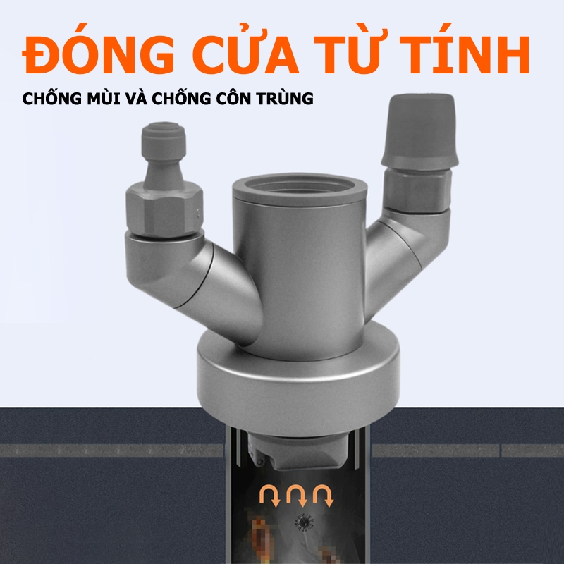 Đầu Nối Thoát Nước 3 Đường Cao Cấp - Chống Trào Ngược & Ngăn Mùi Tuyệt Đối Cho Máy Giặt & Máy Rửa Bát - Phi 50/75mm