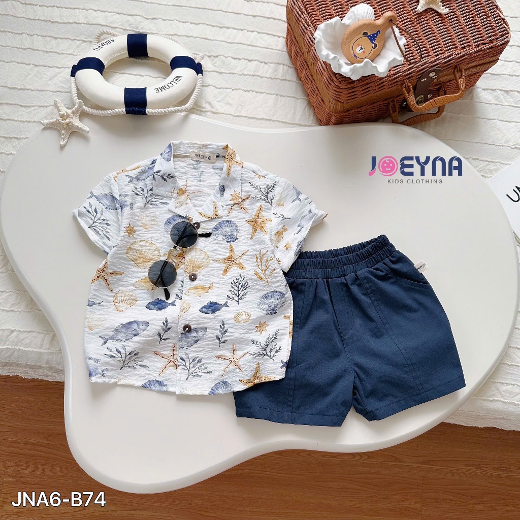 Set bộ đi biển Joeyna B74 vỏ ốc san hô cho bé 8-24kg