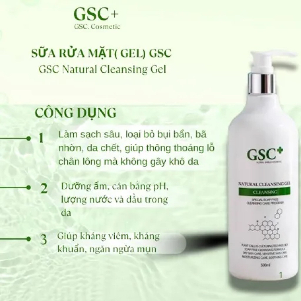 Sữa Rửa mặt GSC 500ml Natural Cleansing Gel