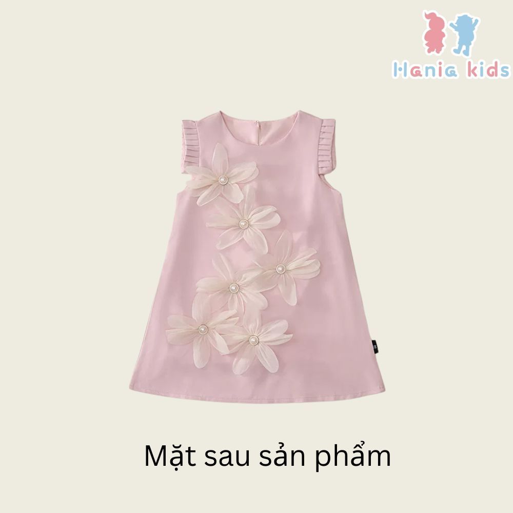 Váy Cho Bé Gái, Váy Sát Nách Thiết Kế Tiểu Thư Họa Tiết Hoa Nổi 3D Sang Chảnh Chất Liệu Cotton