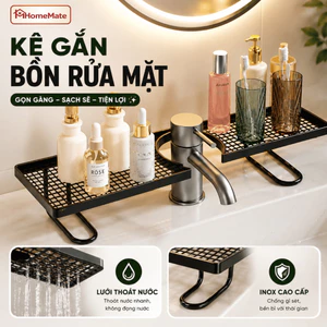 Kệ Để Đồ Lavabo Rãnh Chữ U HomeMate, Kệ Đựng Mỹ Phẩm Nhà Tắm Thép Chống Gỉ Không Cần Khoan