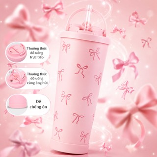 Ly giữ nhiệt Pastel v2 Inox 316 Phủ Sứ 830ml bình nước giữ nhiệt Fan House inox tặng ống hút trà sữa