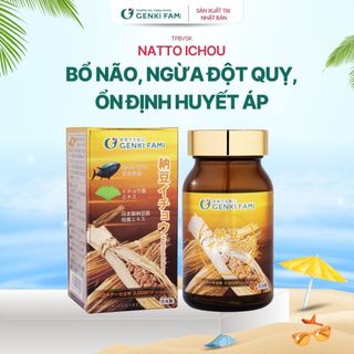 TPBVSK Viên Uống Bổ Não, Ngừa Đột Quỵ Tai Biến, Nattokinase 3000FU Natto Ichou Genki Fami Nhật Bản Hộp 90 Viên