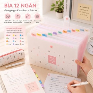 COMBO 2 Bìa Đựng Hồ Sơ A4 – Kèm Hình Dán Phân Mục – Folder Tài Liệu Tiện Lợi