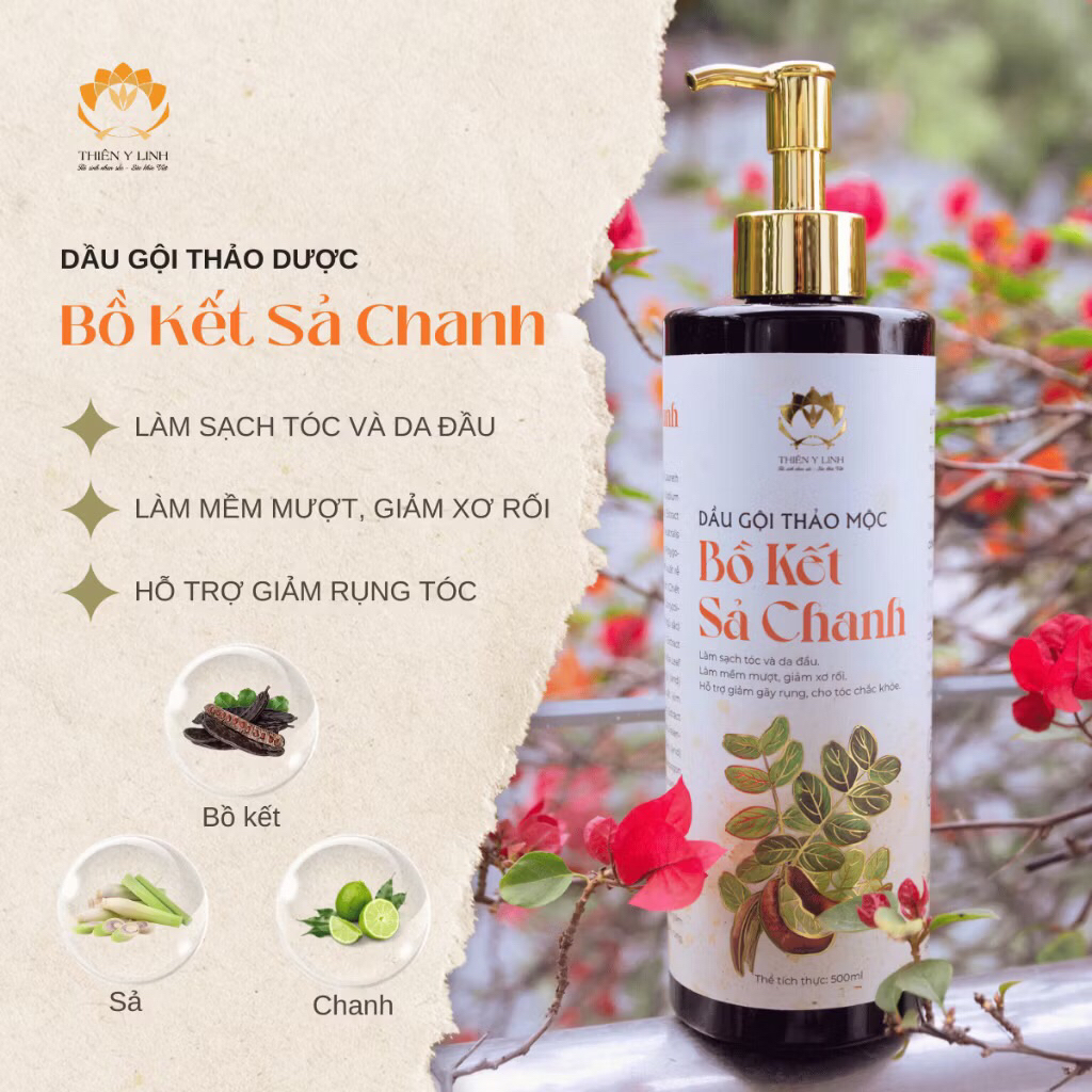 Combo Dầu gội và xả Bồ kết Sả chanh size 500ml/chai