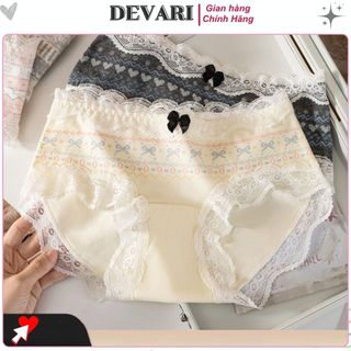 Quần lót nữ cotton cao cấp kháng khuẩn khử mùi, Quần chíp nữ cạp vừa viền ren gợi cảm DEVARI L6011