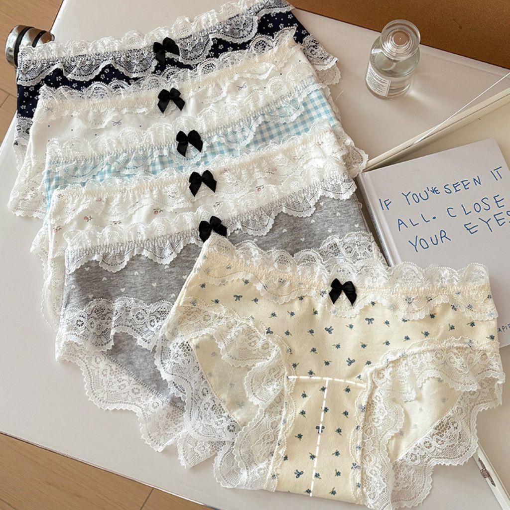 Quần lót nữ cotton kháng khuẩn mùi phối viền ren gợi cảm, Quần chip nữ cạp vừa tôn dáng LANIXA L6011