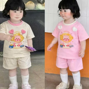 Set Bé Gái HỌA TIẾT BÉ GÁI TRÁI TIM QC75 K.Kid Bộ Mùa Hè Cotton Vải Mềm Mát Size 8-20kg M99