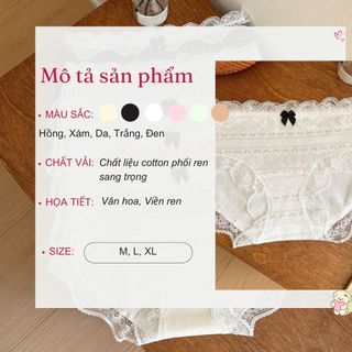 Quần lót nữ cotton cao cấp kháng khuẩn khử mùi, Quần chíp nữ cạp vừa viền ren gợi cảm DEVARI L6011