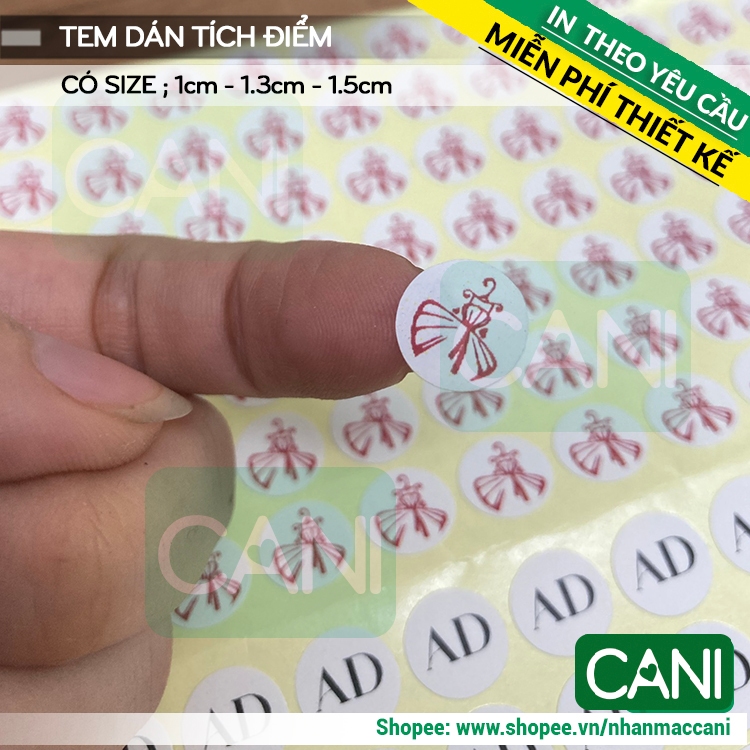 CANI_ Tem dán tích điểm in logo theo yêu cầu Tem dán trên thẻ nhãn dán thẻ tích điểm Sticker Decal giấy tem giấy