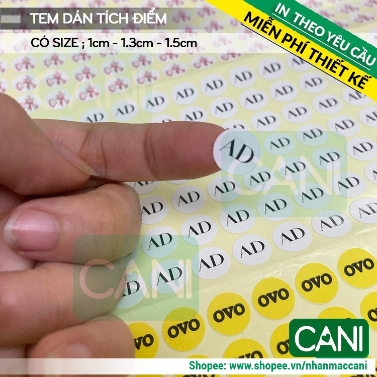 CANI_ Tem dán tích điểm in logo theo yêu cầu Tem dán trên thẻ nhãn dán thẻ tích điểm Sticker Decal giấy tem giấy