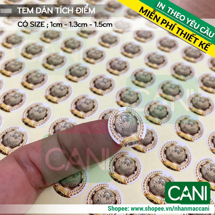 CANI_ Tem dán tích điểm in logo theo yêu cầu Tem dán trên thẻ nhãn dán thẻ tích điểm Sticker Decal giấy tem giấy