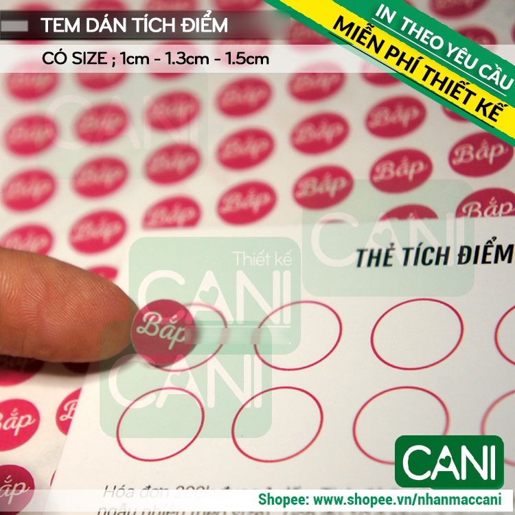 CANI_ Tem dán tích điểm in logo theo yêu cầu Tem dán trên thẻ nhãn dán thẻ tích điểm Sticker Decal giấy tem giấy