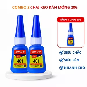 Keo dán móng 401 combo 2 chai tặng 1 chai siêu chắc nhanh khô keo gắn đá phụ kiện nail loại tốt 20g