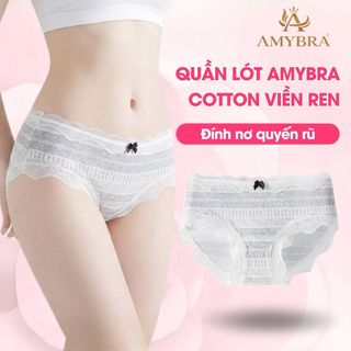 Quần Lót Nữ AMYBRA Cotton Họa Tiết Cổ Điển – Quần Chip Phối Ren Mềm Mại Thoáng Khí L6011