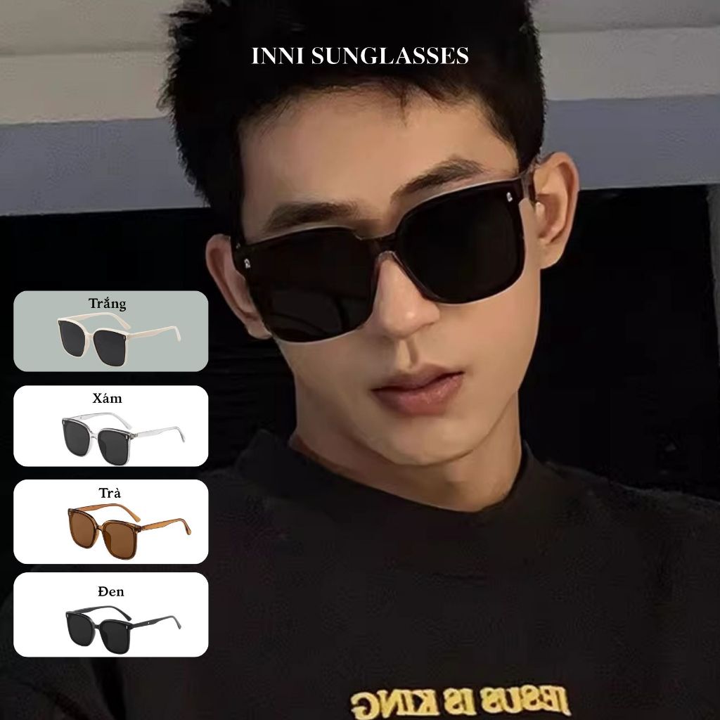 Kính Râm Gọng Vuông INNI Gấp Gọn Tiện Lợi, Kính Mát Nam Nữ Chống Tia UV Phong Cách Hiện Đại 77186