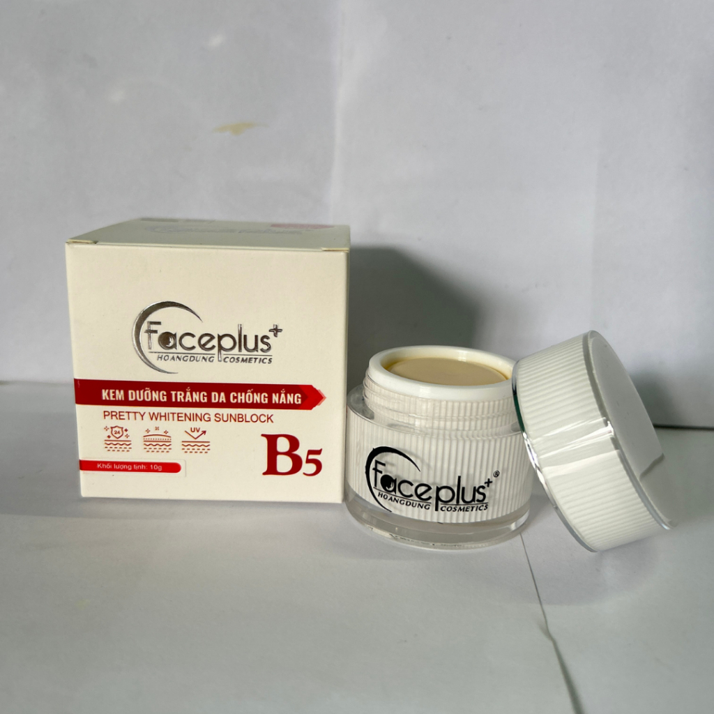 Kem Dưỡng Sáng Da Mặt Chống Nắng Kem Face Plus 10g B5 Giúp Nâng Tông Khô Thoáng Da (Trắng Đỏ)