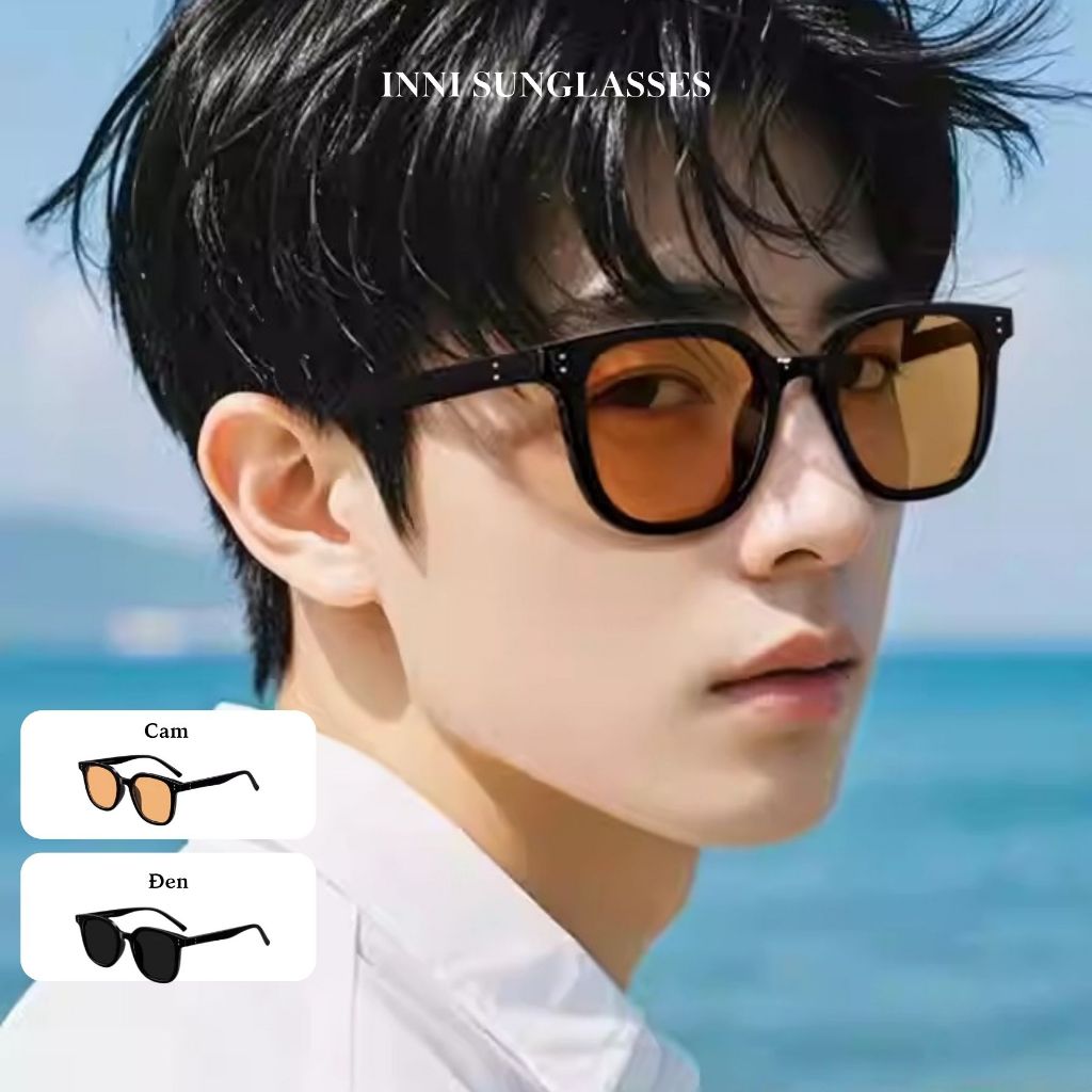 Kính Mát Vuông Unisex Màu Cam Hoàng Hôn Thời Thượng Chống Tia UV, Gọng Nhựa PC Cao Cấp - Mã 8810