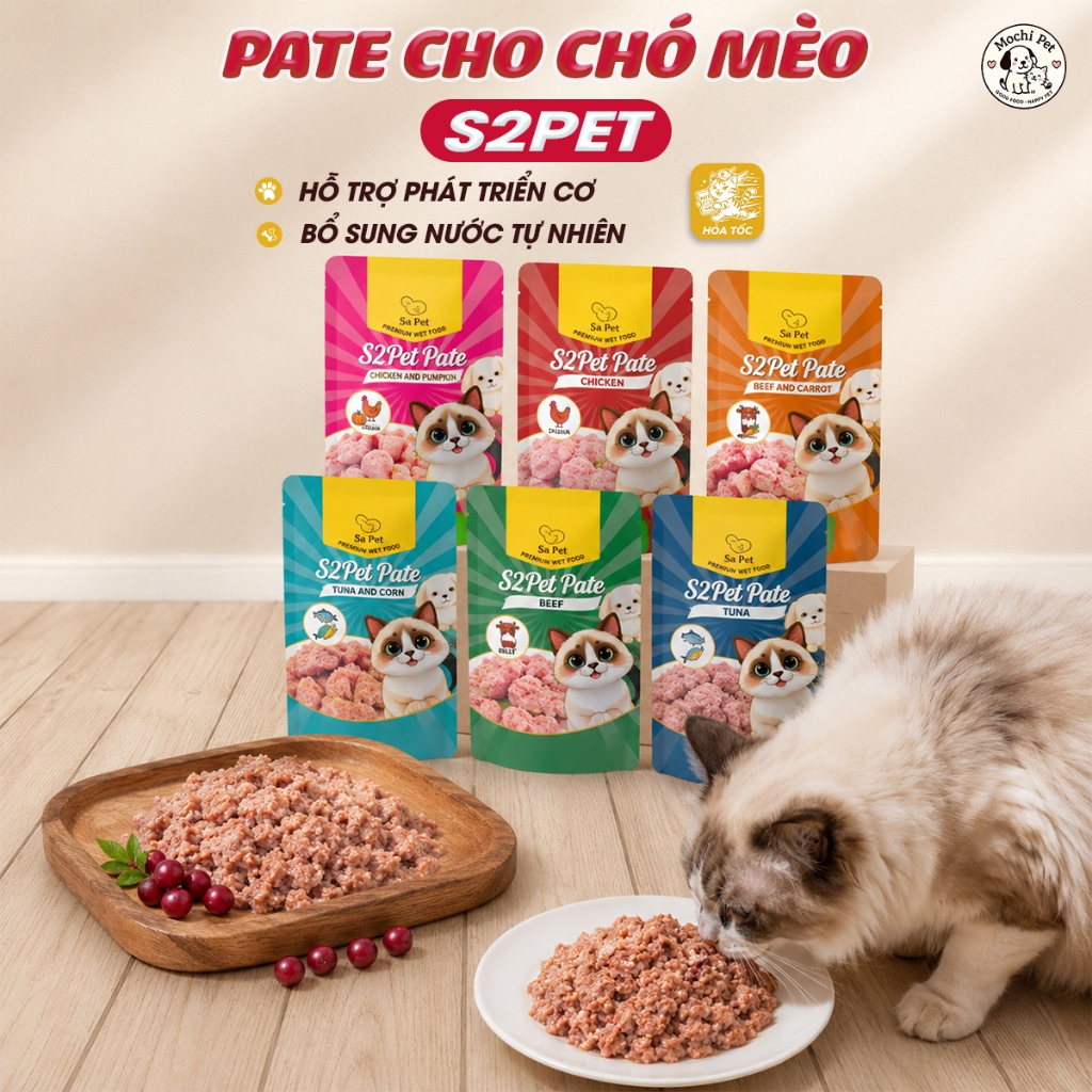 [Pate 85G] S2PET Cho Chó Mèo Mềm Mịn Dễ Ăn Bổ Sung Nước Tự Nhiên