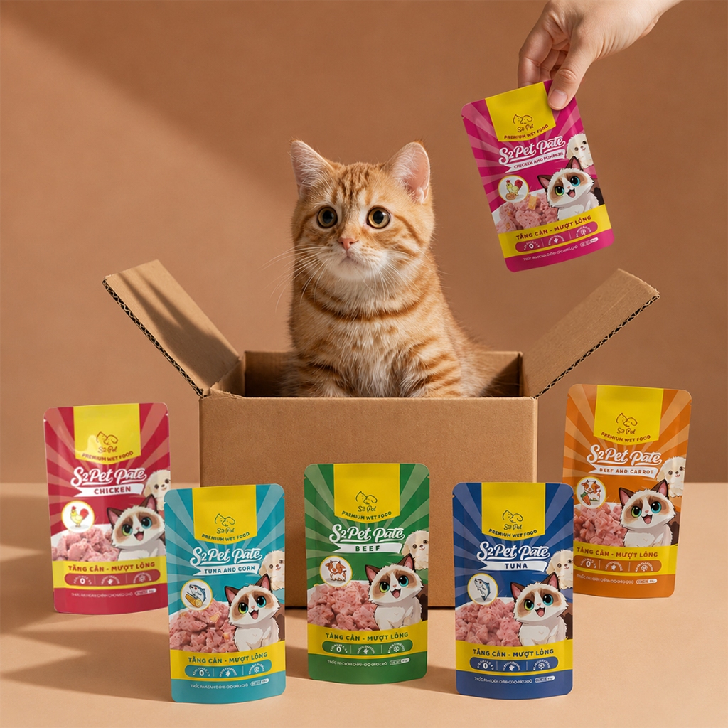 [Pate 85G] S2PET Cho Chó Mèo Mềm Mịn Dễ Ăn Bổ Sung Nước Tự Nhiên