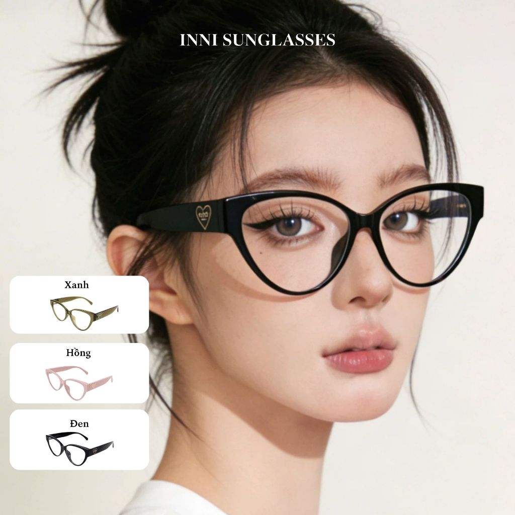Kính cận thời trang INNI form mắt mèo, kính chống ánh sáng xanh, kính cận phong cách hàn quốc 7065