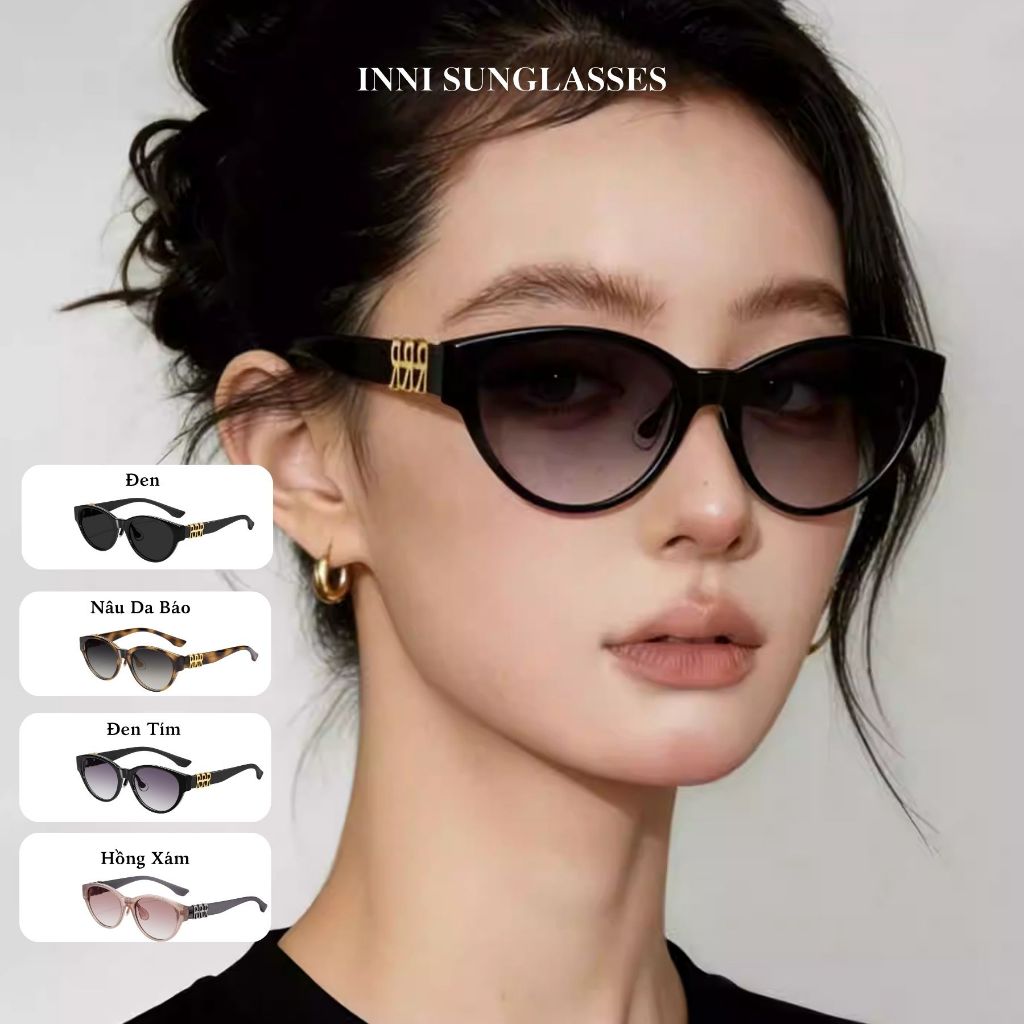 Kính râm nữ INNI form mắt mèo thời trang, kính mát chống tia UV phù hợp đi chơi, đi biển 11530