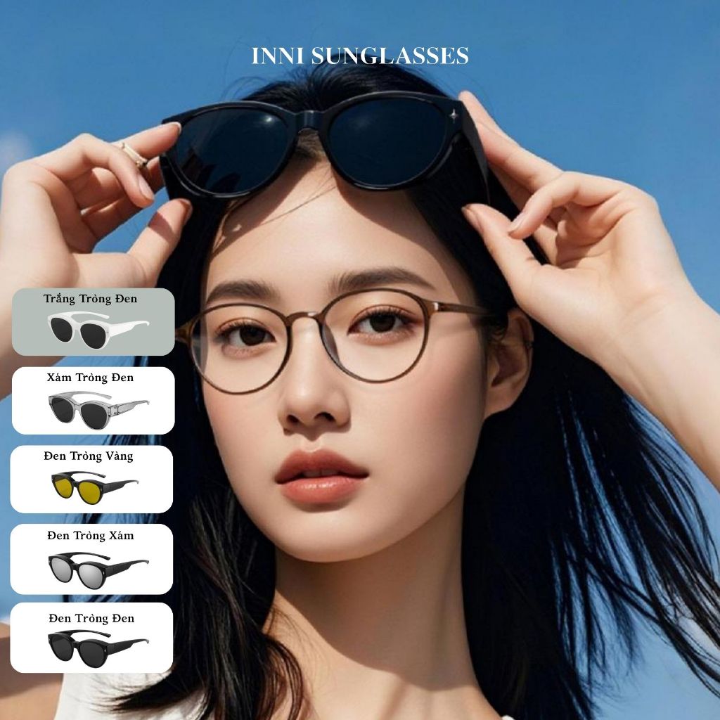 Kính Râm Cận Nam Nữ INNI 8818 Chống UV Tiện Lợi, Mắt Râm Đeo Ngoài Kính Cận (Clip-on)