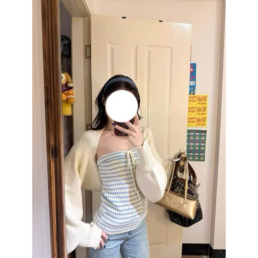 𝑺𝒔𝒖.𝑺𝒕𝒖𝒅𝒊𝒐 SET ÁO LEN ÁO QUÂY VAG CADIGAN Set Pure And Desire Nữ – Cardigan + Áo Quây, Thanh Lịch Mùa Xuân