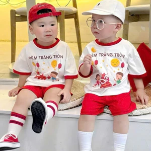 Sét Bé Trai - Bé Gái TRUNG THU HỌA TIẾT KỲ LÂN-ĐÊM TRĂNG RẰM K.Kid Bộ Mùa Hè Chất Cotton Mát Size 8-20kg M99