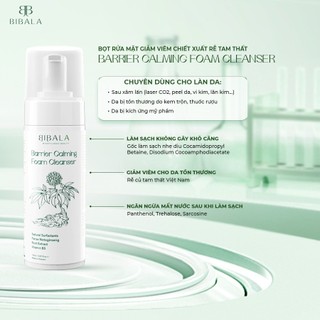 Bọt rửa mặt chiết xuất Tam Thất sạch sâu, giảm viêm và làm dịu BARRIER CALMING FOAM CLEANSER BIBALA 150ML