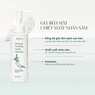Gel rửa mặt chiết xuất Nhân Sâm Bibala ngừa mụn và thanh lọc da 130ml