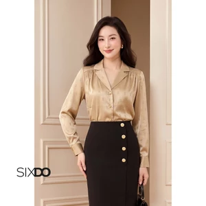 Áo sơ mi cổ vest dài tay SIXDO (Brownish-beige SIXDO Silk Shirt)