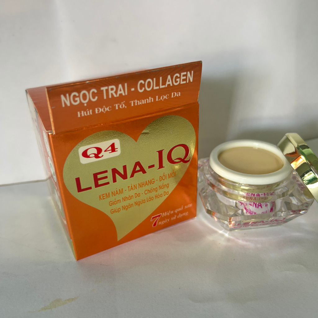 Kem Lena-IQ Q4 Q27 Giúp Mờ Nám Tàn Nhang Đồi Mồi Dưỡng Trắng Da Collagen 18g (Cam)