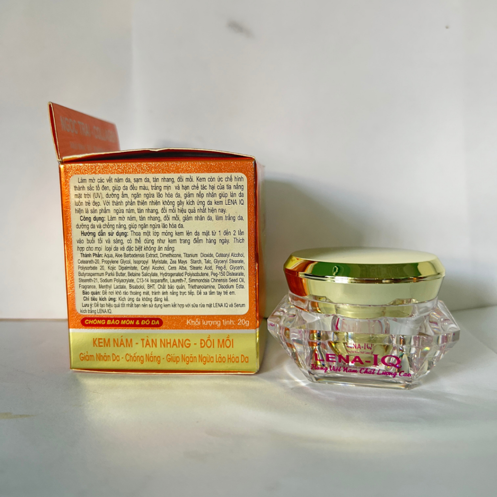Kem Lena-IQ Q4 Q27 Giúp Mờ Nám Tàn Nhang Đồi Mồi Dưỡng Trắng Da Collagen 18g (Cam)