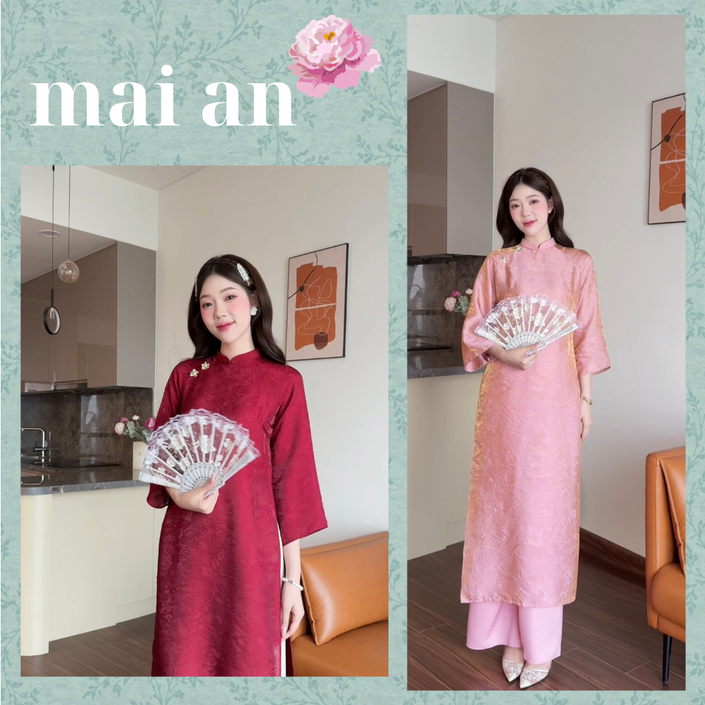 [SẴN HÀNG]Áo dài Tết Như Ý,cách tân dáng suông 2 tà, tay lỡ đính hoa hot trend tết 2026, nữ,women dress - Aó Dài MAI AN | BigBuy360 - bigbuy360.vn