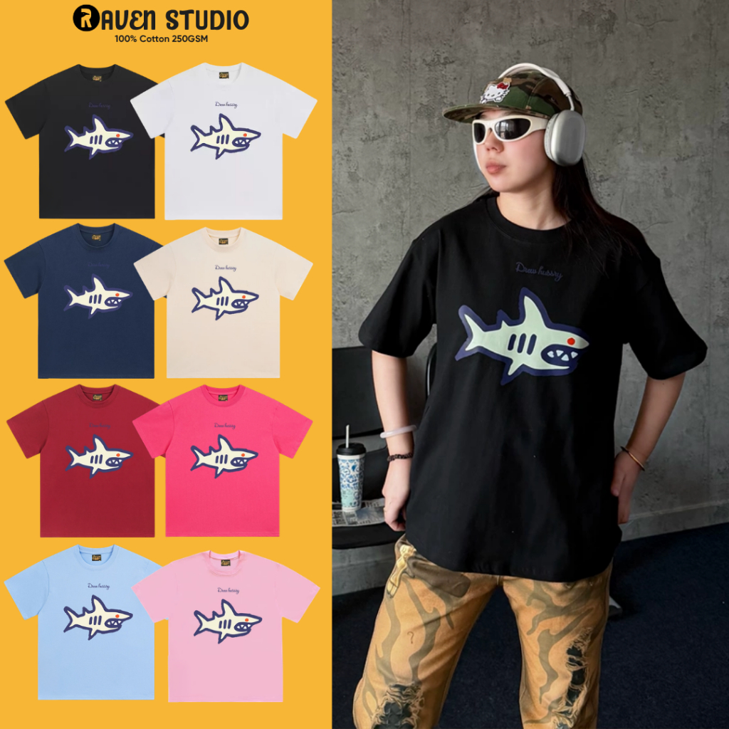 [Full Tag] Áo Thun Drew Fantasy Shark Oversize 100% Cotton 250GSM Cao Cấp Nam nữ