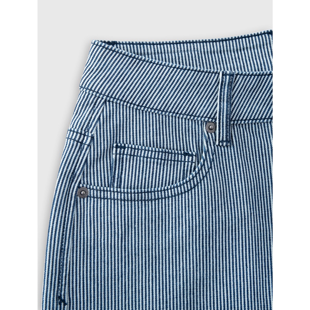 Quần short jean nữ CANIFA quần đùi denim dáng ngắn form vừa họa tiết kẻ 6BS26S004