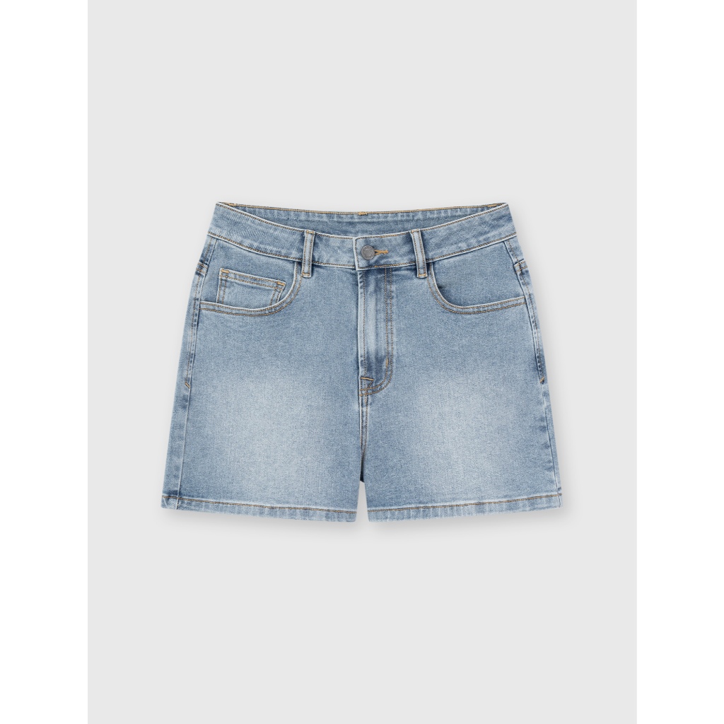 Quần short jean nữ CANIFA quần đùi denim dáng ngắn form vừa họa tiết kẻ 6BS26S004