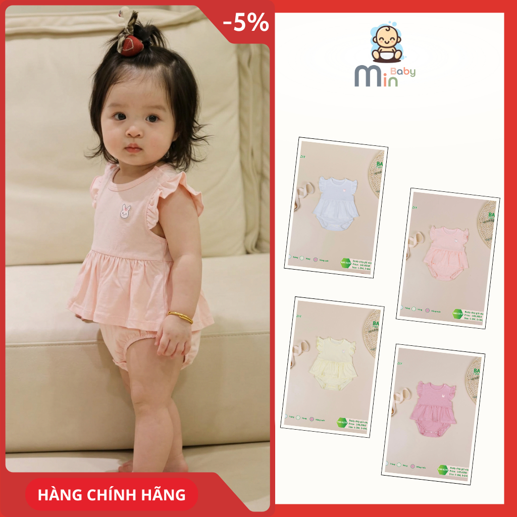Body Chip Bé Gái Anminaza Thiết Kế Giả Váy Cánh Tiên Vải Sợi Tre Mềm Mại Co Dãn - Hàng Chính Hãng AMI0278