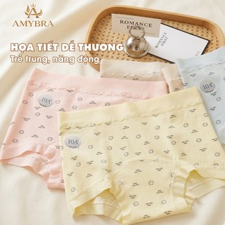 Quần Lót Nữ AMYBRA Dáng Đùi Cotton Viền Su, Quần Chip Đáy May Kháng Khuẩn Thoáng Khí L6005