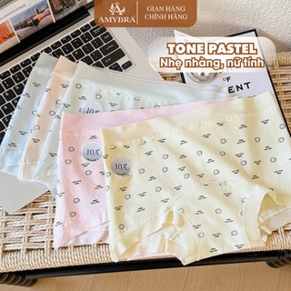 Quần Lót Nữ AMYBRA Dáng Đùi Cotton Viền Su, Quần Chip Đáy May Kháng Khuẩn Thoáng Khí L6005