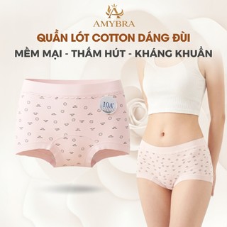 Quần Lót Nữ AMYBRA Dáng Đùi Cotton Viền Su, Quần Chip Đáy May Kháng Khuẩn Thoáng Khí L6005